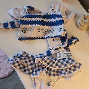 Blue and White Floral Kids Bikini
